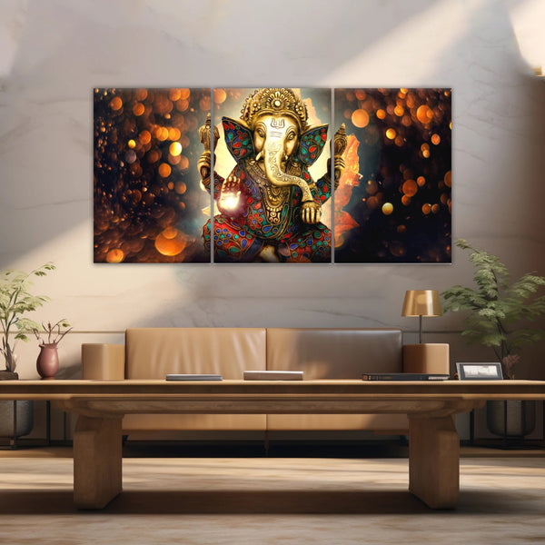 Ganesha God-Golden Bronze Statue Of Lord Ganesha Hinduism Canvas Prints