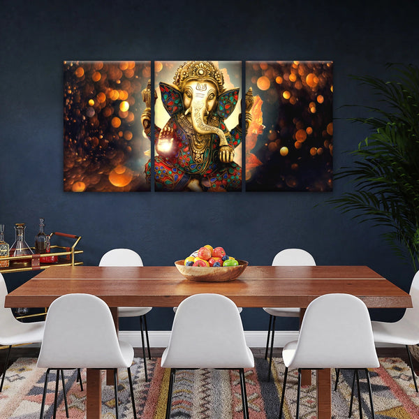 Ganesha God-Golden Bronze Statue Of Lord Ganesha Hinduism Canvas Prints