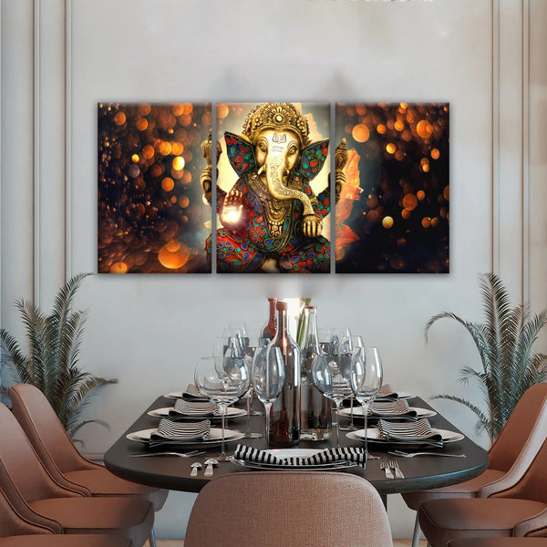 Ganesha God-Golden Bronze Statue Of Lord Ganesha Hinduism Canvas Prints