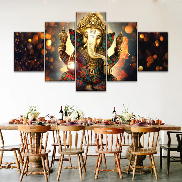 Ganesha God-Golden Bronze Statue Of Lord Ganesha Hinduism Canvas Prints