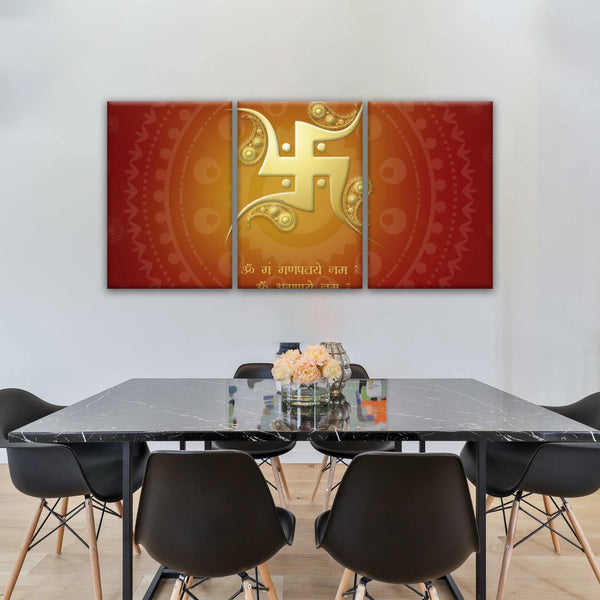 Hinduism Red And Yellow Sanskrit Swastika Symbol Hinduism Wall Art Decor