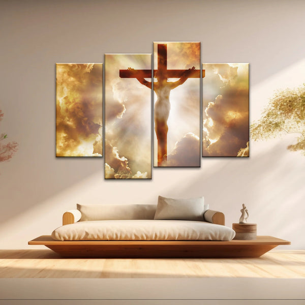 Holy Spirit Of Christian - Sunrays Through Crucifixion of Jesus Christian Wall Decor
