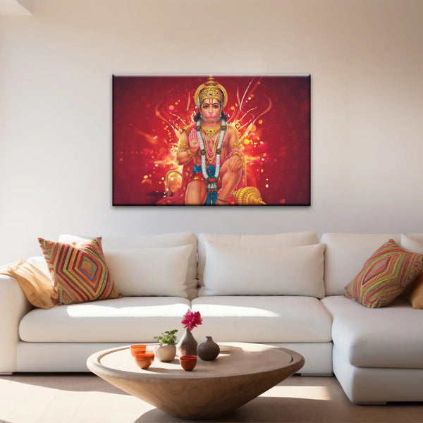 Sri Anjaneya - Hindu God Lord Hanuman Hinduism Canvas Painting