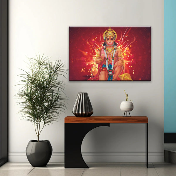 Sri Anjaneya - Hindu God Lord Hanuman Hinduism Canvas Painting