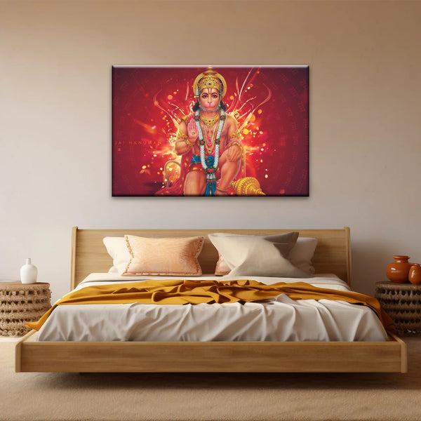 Sri Anjaneya - Hindu God Lord Hanuman Hinduism Canvas Painting