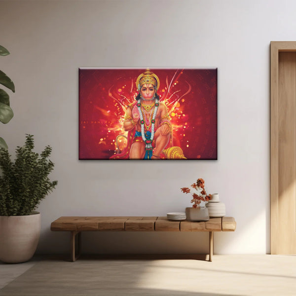 Sri Anjaneya - Hindu God Lord Hanuman Hinduism Canvas Painting