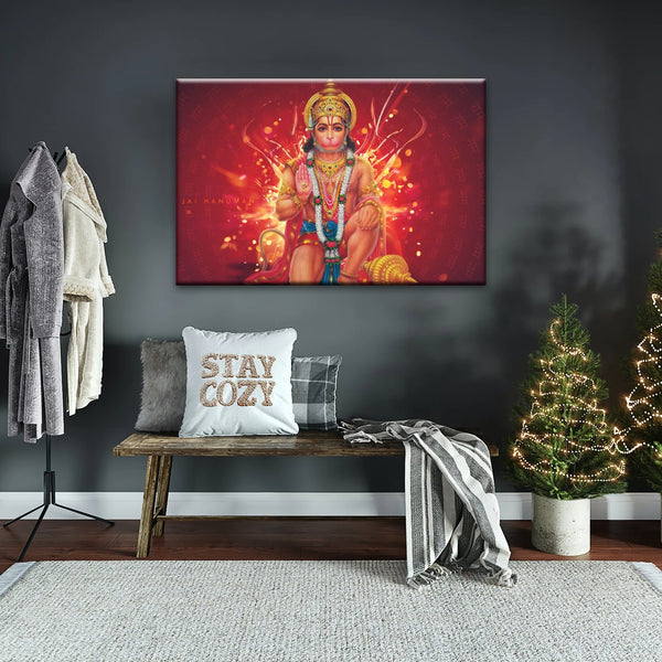 Sri Anjaneya - Hindu God Lord Hanuman Hinduism Canvas Painting