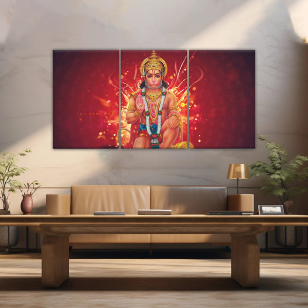 Sri Anjaneya - Hindu God Lord Hanuman Hinduism Canvas Painting