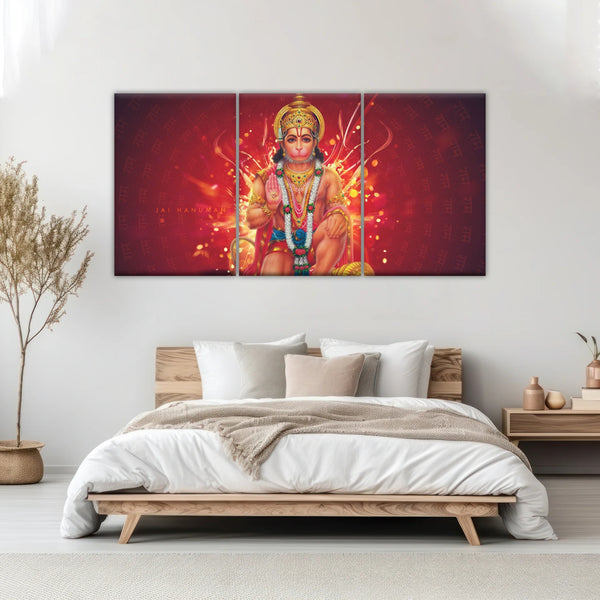 Sri Anjaneya - Hindu God Lord Hanuman Hinduism Canvas Painting