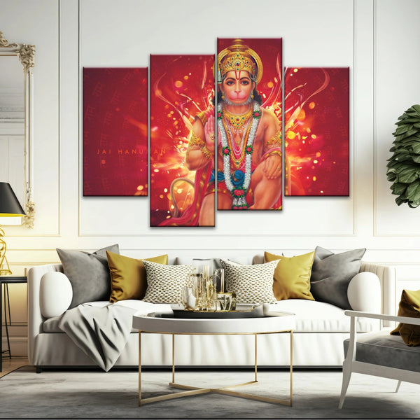 Sri Anjaneya - Hindu God Lord Hanuman Hinduism Canvas Painting