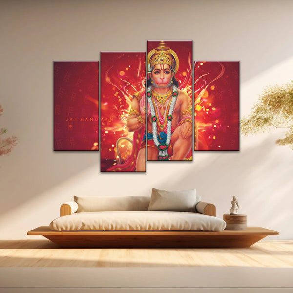 Sri Anjaneya - Hindu God Lord Hanuman Hinduism Canvas Painting