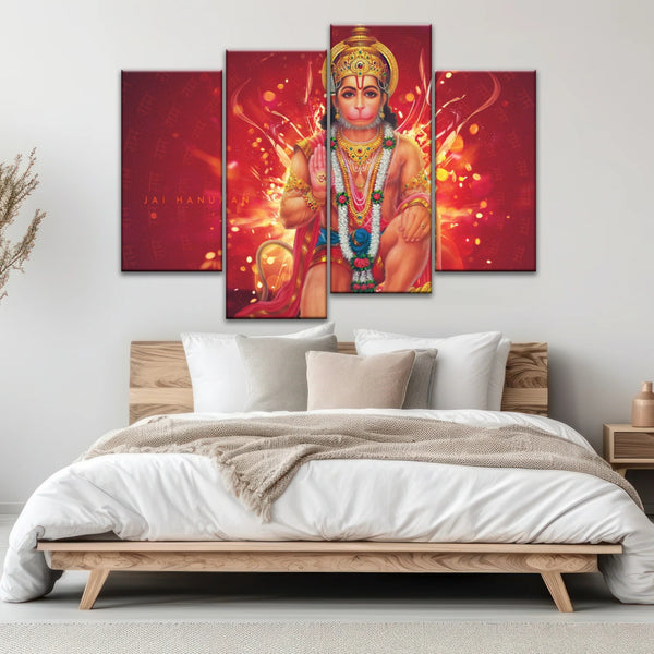 Sri Anjaneya - Hindu God Lord Hanuman Hinduism Canvas Painting