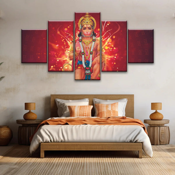 Sri Anjaneya - Hindu God Lord Hanuman Hinduism Canvas Painting