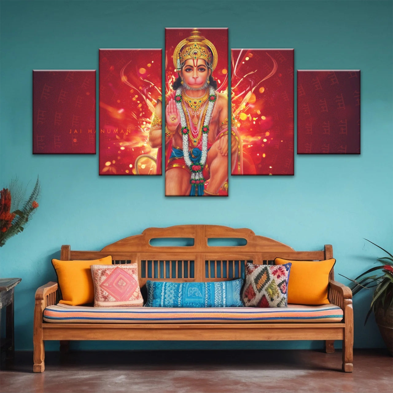 Sri Anjaneya - Dieu hindou Seigneur Hanuman Hindouisme Toile Peinture