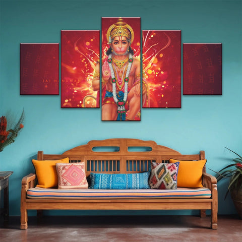 Sri Anjaneya - Hindu God Lord Hanuman Hinduism Canvas Painting