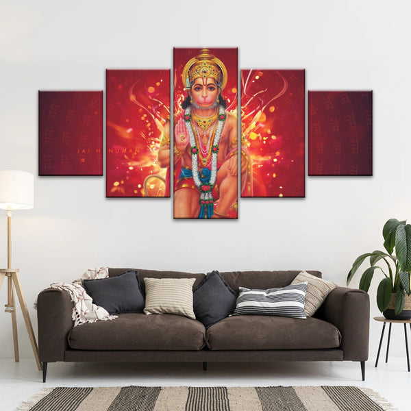 Sri Anjaneya - Hindu God Lord Hanuman Hinduism Canvas Painting