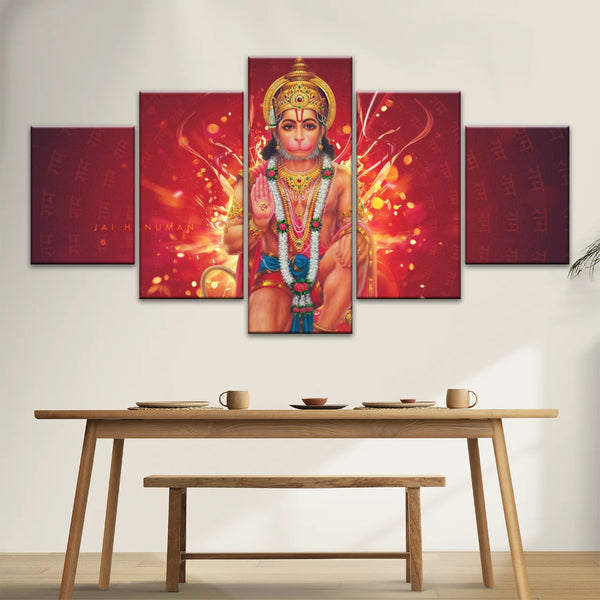 Sri Anjaneya - Hindu God Lord Hanuman Hinduism Canvas Painting