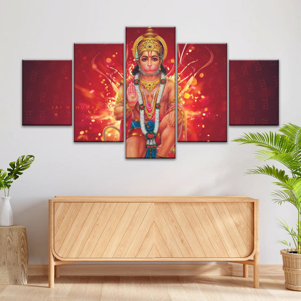 Sri Anjaneya - Hindu God Lord Hanuman Hinduism Canvas Painting